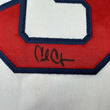 Framed Autographed/Signed Carl Crawford 35x39 Boston White Baseball Jersey JSA COA