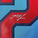 Camiseta de béisbol azul de San Luis de 35 x 39, enmarcada, autografiada y firmada por Nolan Arenado (JSA COA)