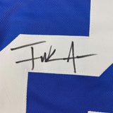 Camiseta de fútbol americano azul de Indianápolis, enmarcada, autografiada y firmada por Frank Gore, 35 x 39, JSA COA