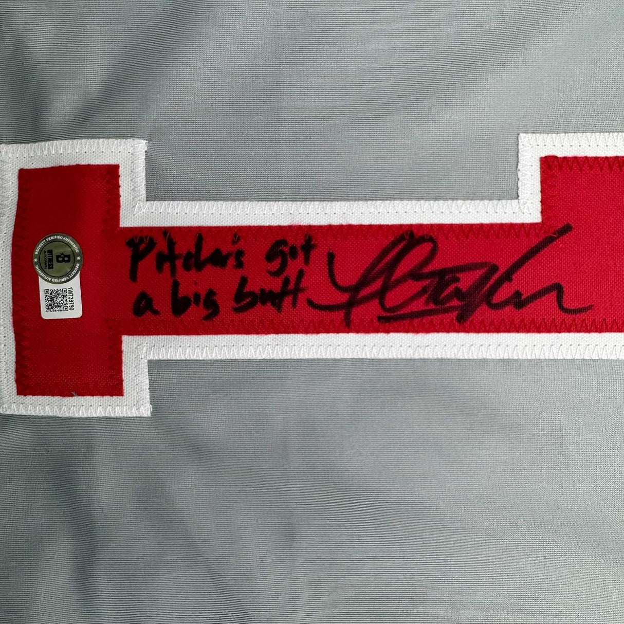 Camiseta de béisbol enmarcada, autografiada y firmada por Thomas Ian Nicholas, novato del año, 35 x 39, color gris Chicago, Beckett BAS COA
