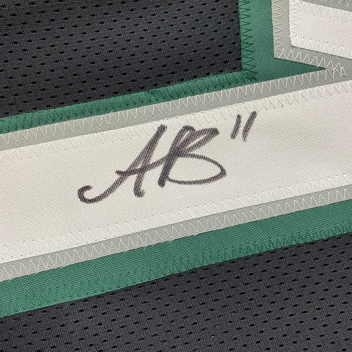 Framed Autographed/Signed AJ A.J. Brown 35x39 Philadelphia Black Football Jersey PSA/DNA COA