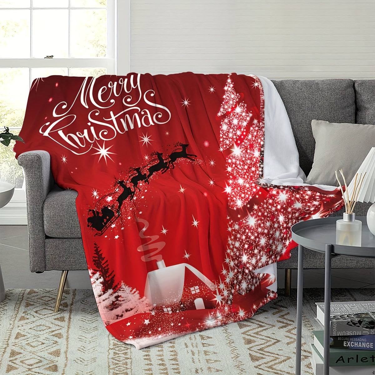 1 manta de franela polar con estampado navideño acogedora para niños y niñas: suave, afelpada, ligera y perfecta para dormitorio o sofá.