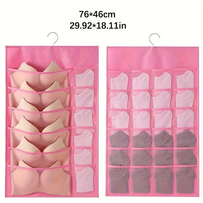 Sac de rangement pour sous-vêtements double face - Solution de rangement polyvalente pour lingerie et chaussettes, design compact et adapté aux voyages, avec fonction d'accrochage facile