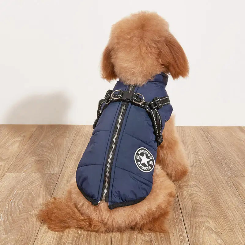Pet Warm Dog Cotton-padded Clothes Fleece-lined Thickened Reflective Gallus - Lootquake
