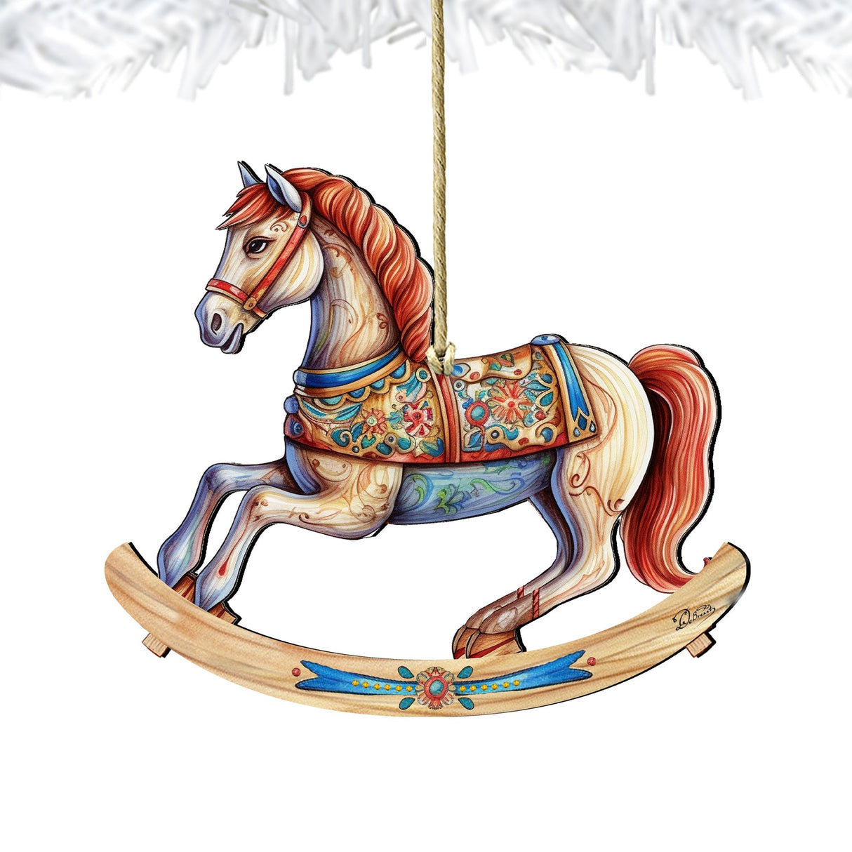 Adornos de madera con forma de caballo balancín de G. Debrekht - Decoración navideña - 8100196-3