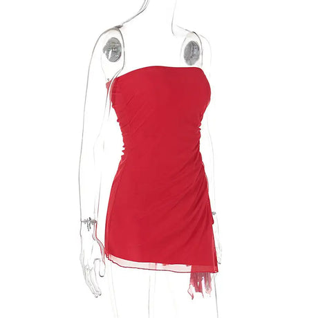 Y2K Tube-top Split Dress Summer Ins Fashion Backless Short Dresses For Women - Lootquake