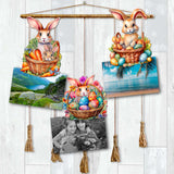Eggs and Bunnies Decorative Wooden Clip-on Ornaments Set of 3 by G. Debrekht - Easter Decor - 8091057C-S3