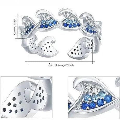 Rhinestone Zircon Wave Ring, Elegant Ring, Women's Fashion - Lootquake
