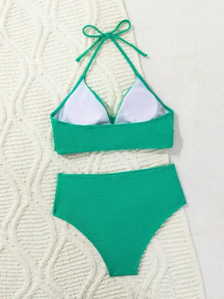 Women's Two-piece Casual Swimsuit P245 Green - Lootquake