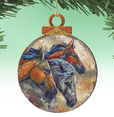 Let Them Run Horse Heads Wooden Ornaments by J. Bergsma - Wildlife Holiday Decor - 8591259-JB