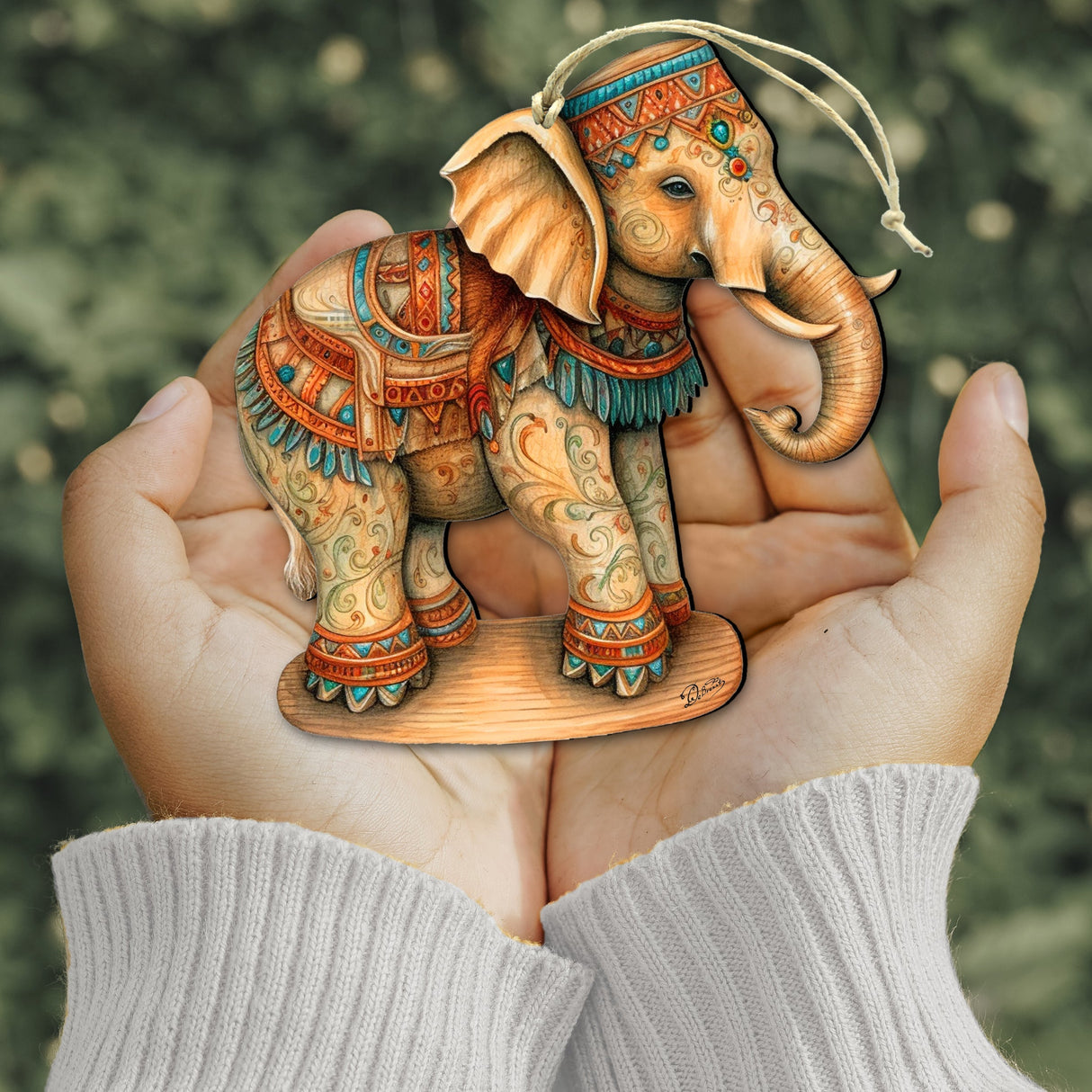 Carousel Elephant Wooden Ornaments by G. Debrekht - Christmas Decor - 8100192-2