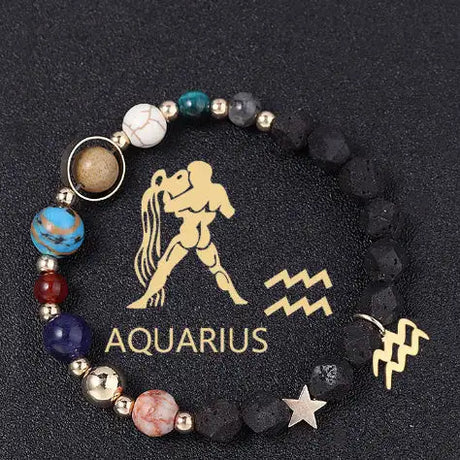 Natural Volcanic Rock Twelve Constellations Bracelets Fashion European And American Style - Lootquake