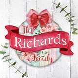 Custom front door sign Name floral porch wreath Main entrance custom Welcome sign - Wooden front porch decor - 933101HC