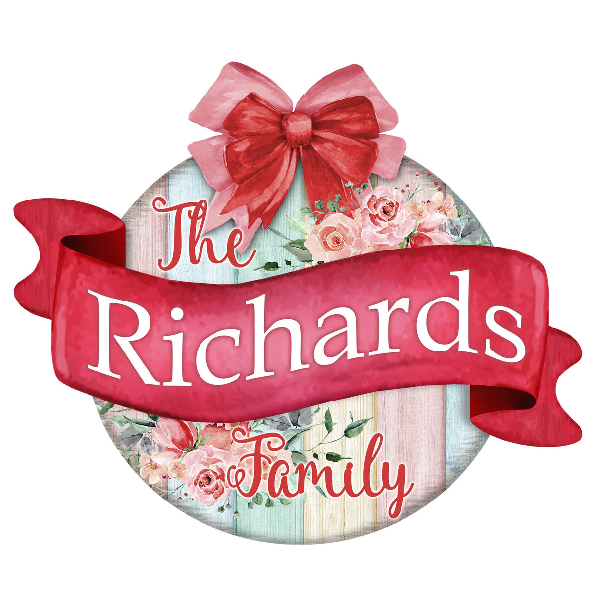 Custom front door sign Name floral porch wreath Main entrance custom Welcome sign - Wooden front porch decor - 933101HC