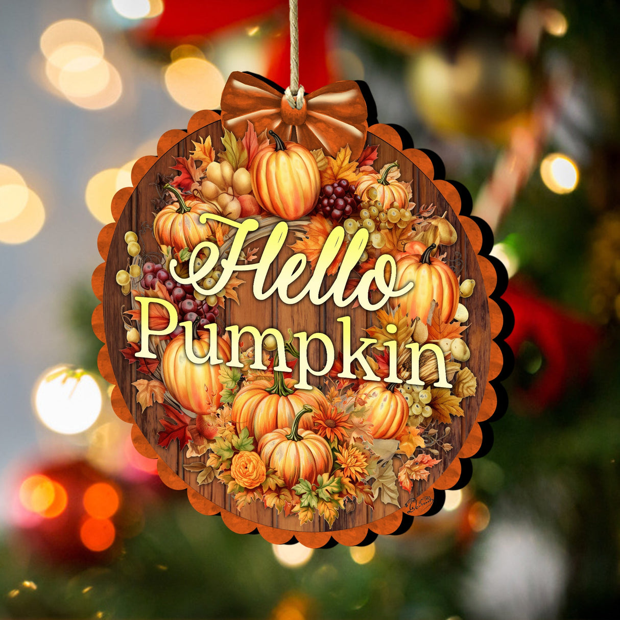 Hello Pumpkin Wooden Ornaments by G. Debrekht Thanksgiving Halloween Décor - 933120