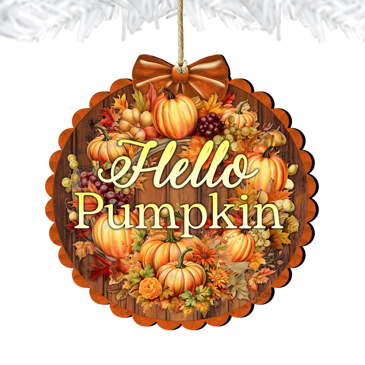 Hello Pumpkin Wooden Ornaments by G. Debrekht Thanksgiving Halloween Décor - 933120