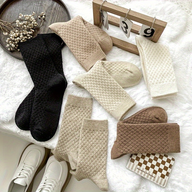 Calcetines a cuadros para mujer - Pack económico de 6 pares | Medias de tubo medio cómodas, elásticas y elegantes