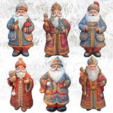 Santa Decorative Wooden Clip-on Ornaments Set of 6 by G. Debrekht - Christmas Decor - 8090032C-S6