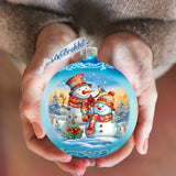Winter Friends Ball Glass Ornament by G. Debrekht - Christmas Santa Snowman Decor - 73373