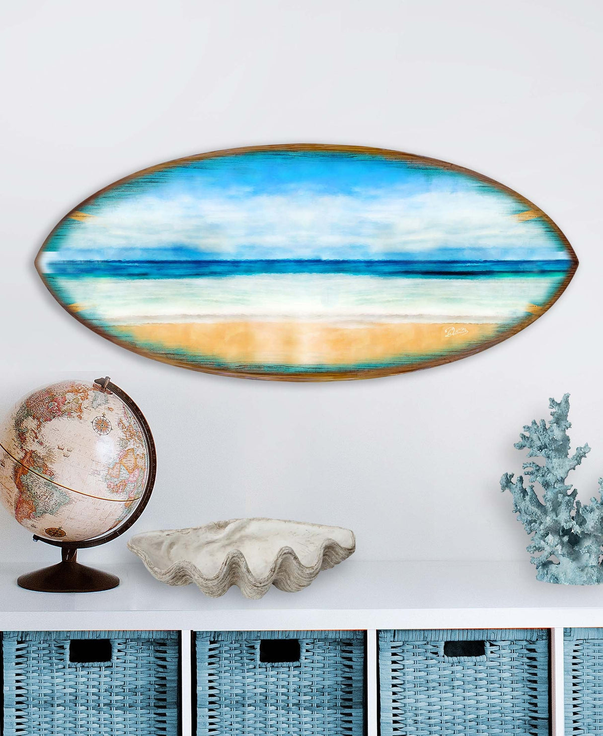 Ocean View Surfboard Coastal Wall Art by G. DeBrekht - Coastal Holiday Decor - 8490130HS
