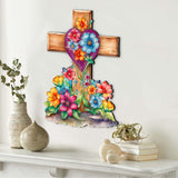 Easter Floral Wooden Cross by G. Debrekht - Easter Spring Decor - 88166