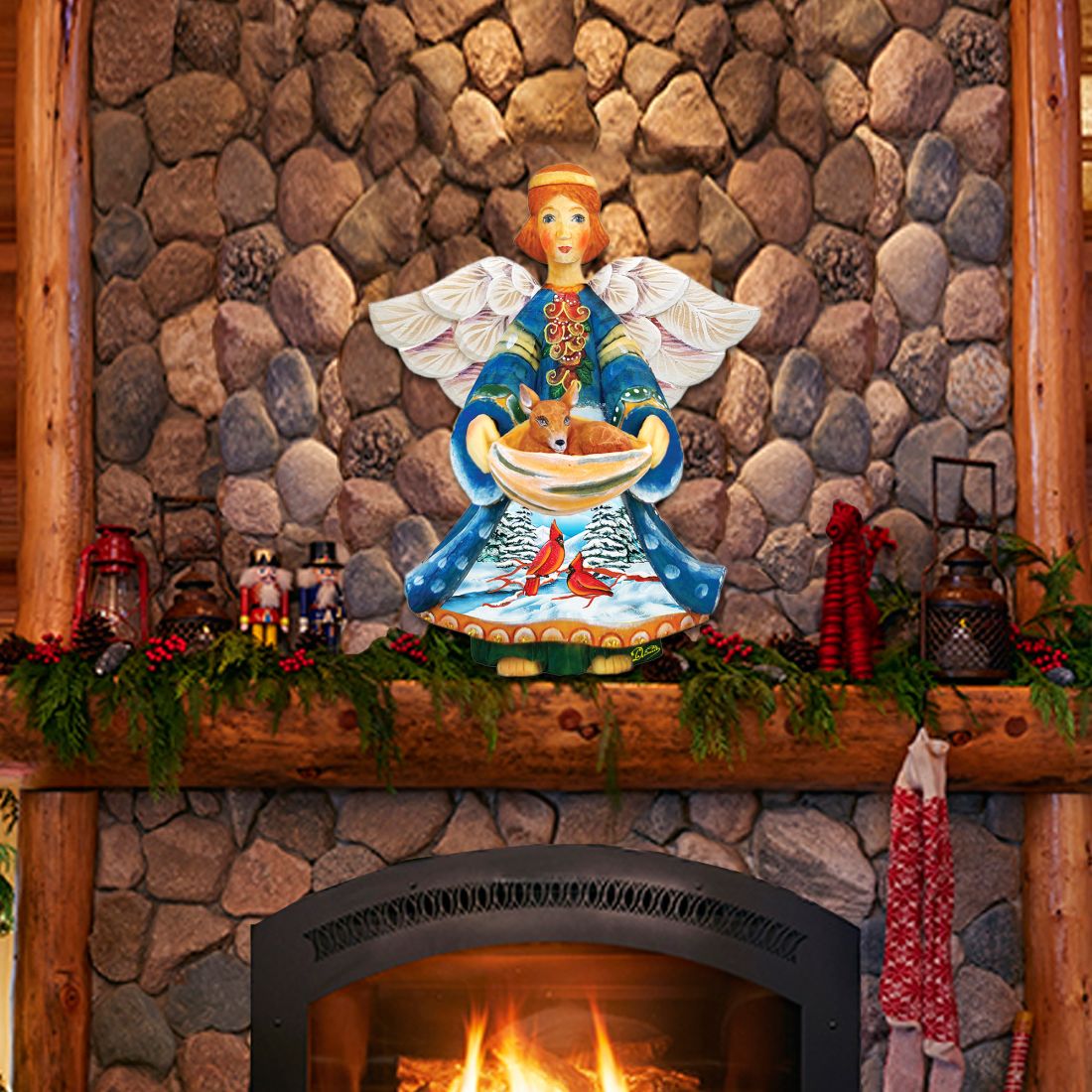 Decoración para puerta de Natividad con Ciervo y Ángel de la Guarda de G. DeBrekht - Decoración navideña de Natividad - 8152510H