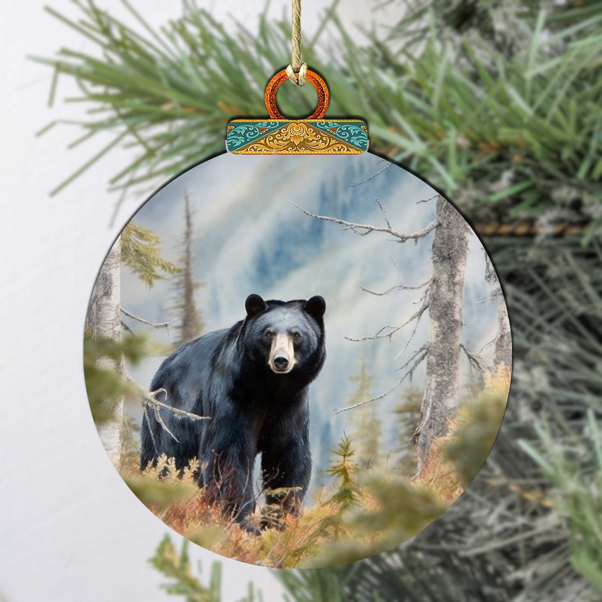 Adornos de madera "Viaje del oso negro de Alaska" de G.Debrekht - Decoración navideña con temática de vida silvestre - 870072