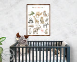 Wild Animals Kids Room Decor - Montessori Wooden Poster - Homeschool I Educational Poster - Classroom Decor - Playroom Art - 310219
