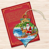 Coastal Christmas Decor - Surfing with Santa Wooden Ornaments by G.Debrekht Coastal Holiday Decor - 8688309