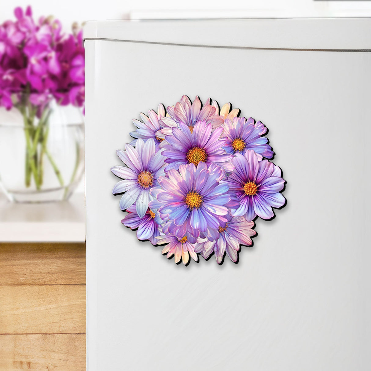 Bouquet of Flowers Decorative Wooden Magnets Set of 6 by G. Debrekht - Love Family Decor - 8090076G-S6