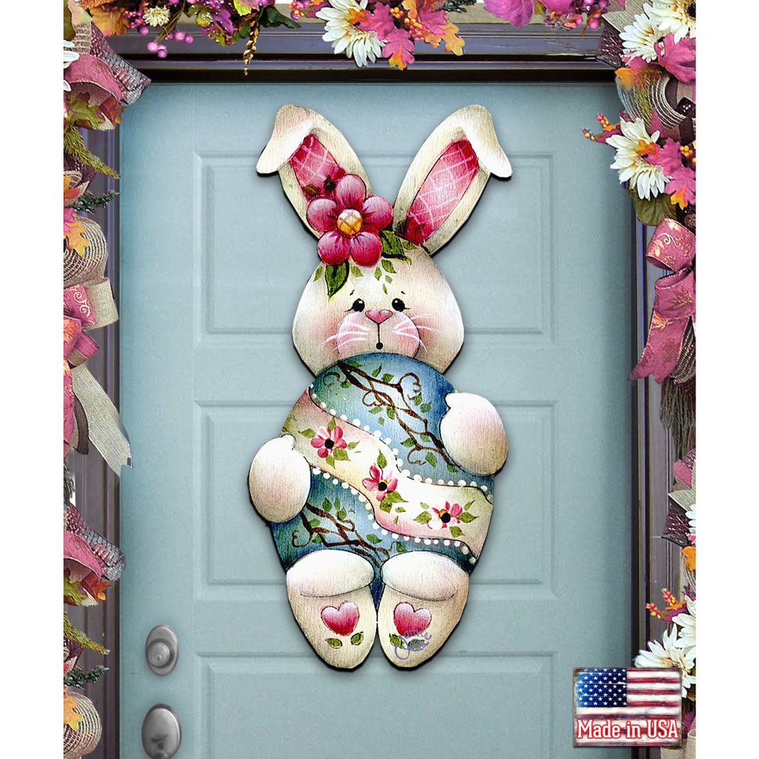 Bunny Hugs Easter Door Decor by Jamie Mills-Price - Easter Spring Decor - 8457602H