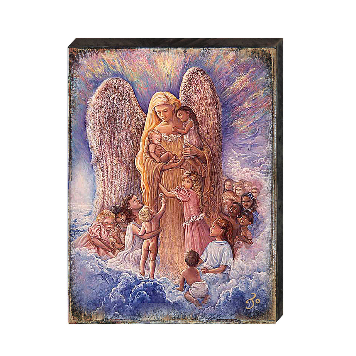 Blessing Mother Angel Fantasy Wooden Wall Art by Josephine Wall - Fantasy Decor - 852154-JW