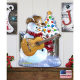 Guitar Rocker Snowman Christmas Door Decor by D. Gelsinger - Christmas Santa Snowman Decor - 8121120H-1531