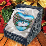 Swan Heart Glass Ornament by G. DeBrekht - Christmas Decor - 73433