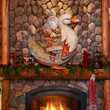 Charming Santa Riding Goose Holiday Door Decor by G. Debrekht - Christmas Santa Snowman Decor - 8611063H
