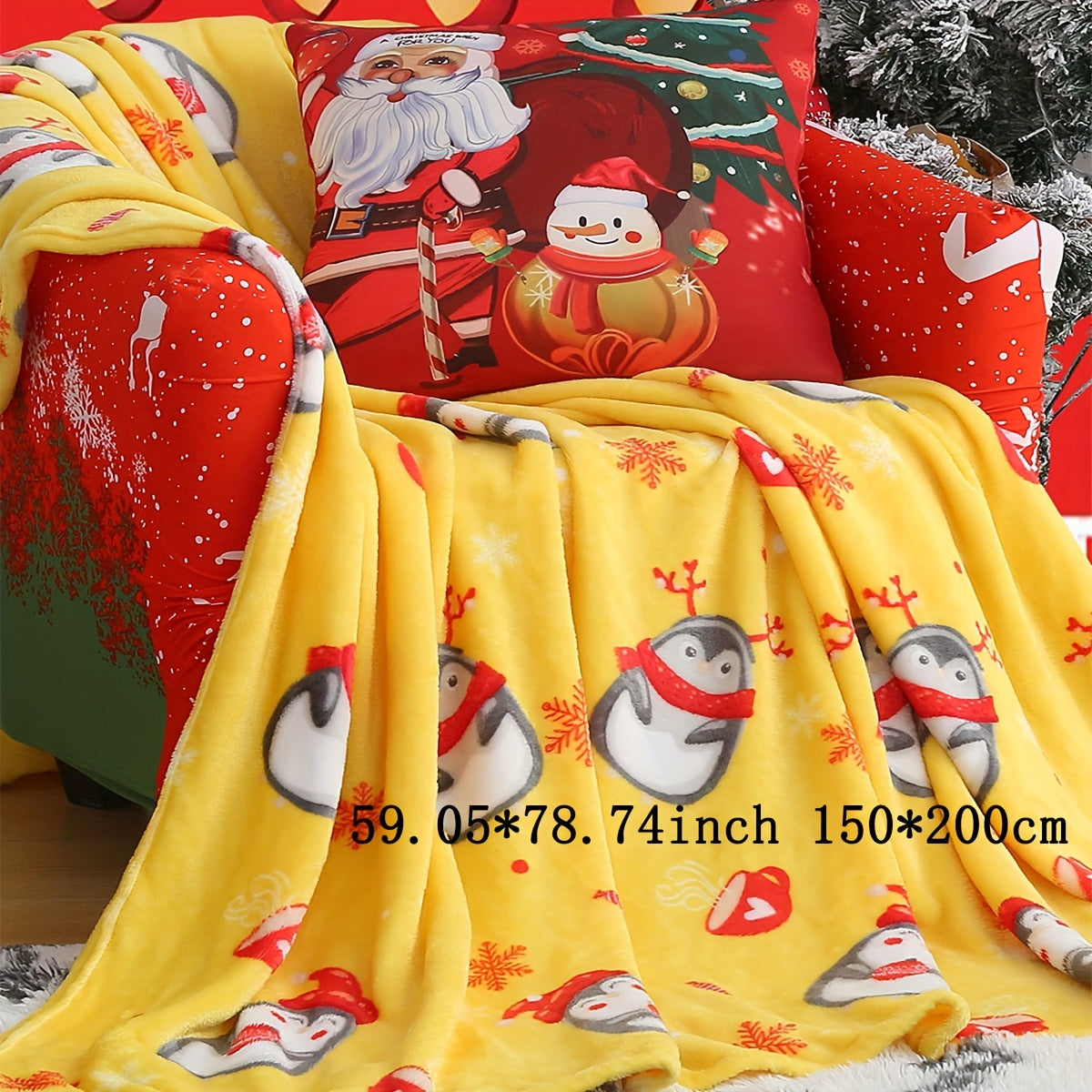 1 manta navideña de felpa, suave y cómoda, ideal para sofá, oficina, cama, camping, viajes, regalo de Navidad.