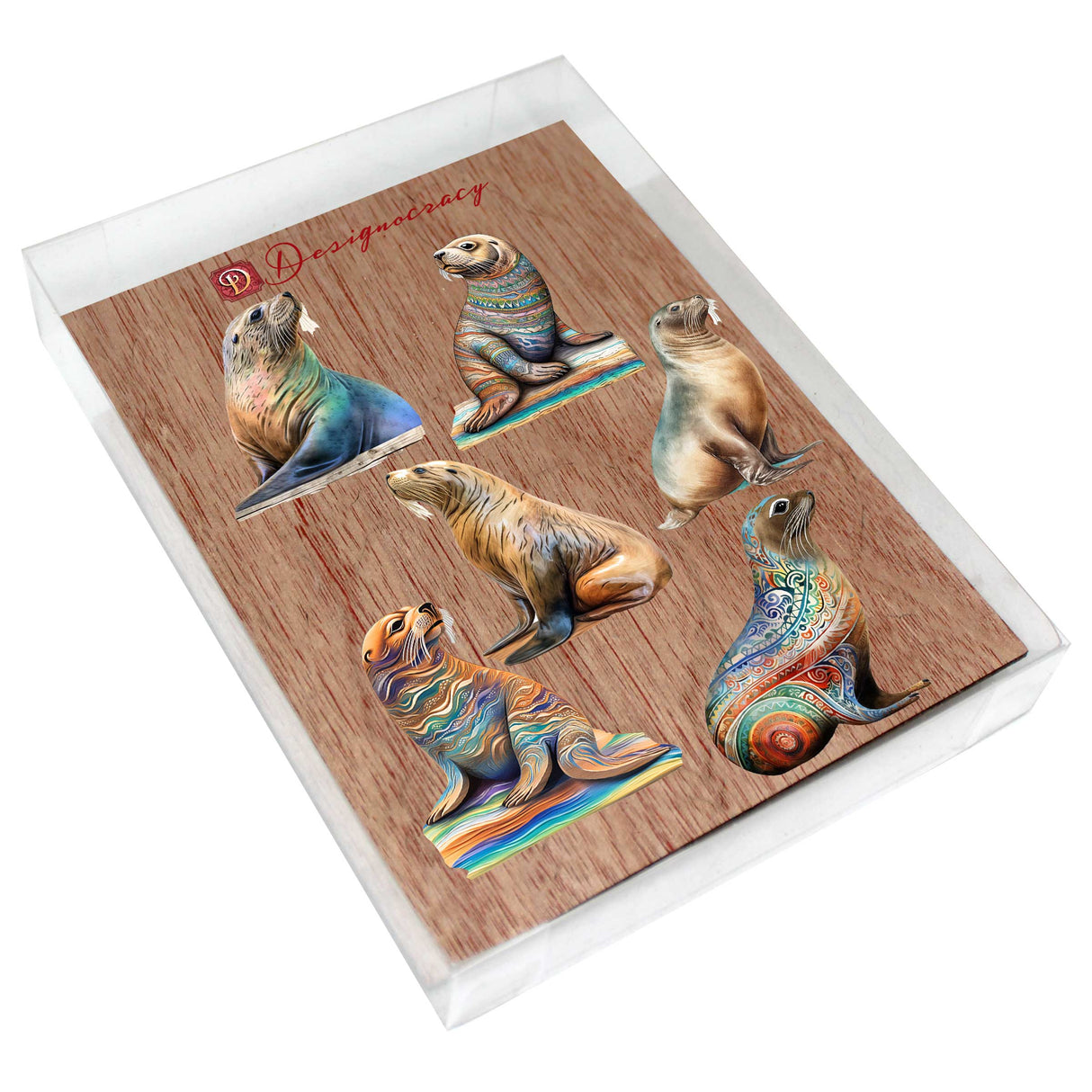 Coastal Sea Lions Decorative Wooden Magnets Set of 6 by G. Debrekht - Wildlife Decor - 8090112G-S6