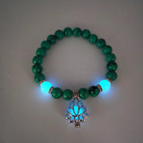 Energy Luminous Lotus Natural Stone Bracelet Yoga Healing Luminous Glow In The Dark Charm Beads Bracelet For Men Women Prayer Buddhism - Lootquake
