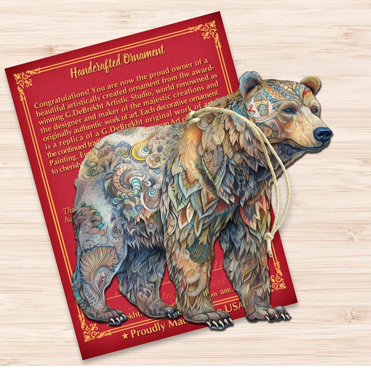 Adornos de madera de oso majestuoso de Alaska de G.Debrekht - Decoración navideña con temática de vida silvestre - 8710106-1