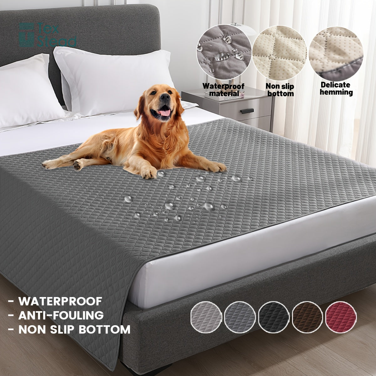 Waterproof & Non-Slip Dog Mattress Cover for Beds, Sofas, Cars | Super Soft Pet Blanket with Incontinence Protection | Machine Washable Furniture Protector Pad, Puppy Bedspread, Durable Dog Carpet