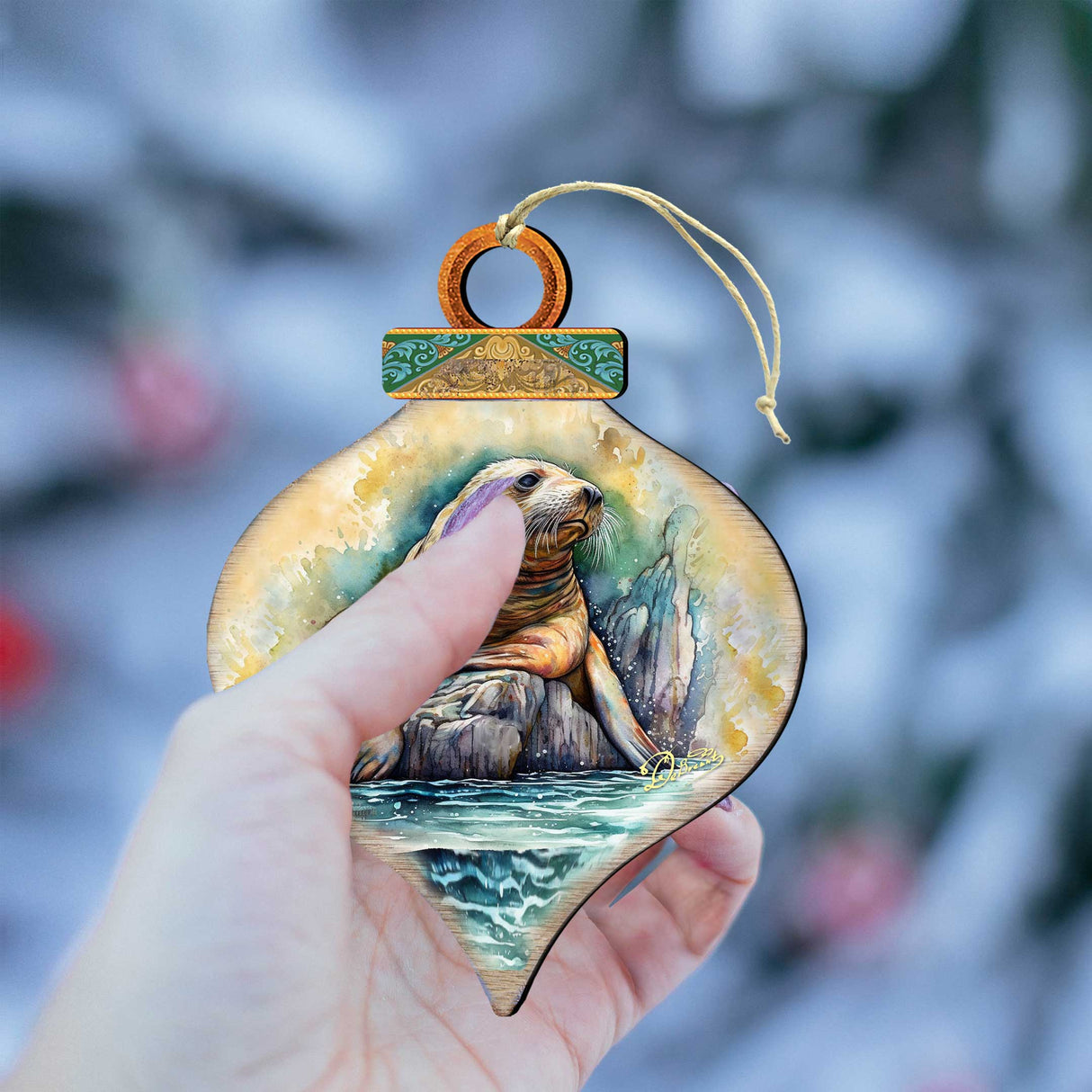 Coastal Sea Lion Wooden Ornaments by G.Debrekht - Wildlife Holiday Decor - 8710126