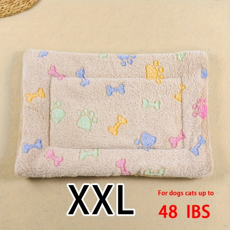 Manta rectangular para mascotas, resistente a la suciedad y para todas las estaciones - Cómoda cama con estampado de pata de perro y corazón (1 unidad)