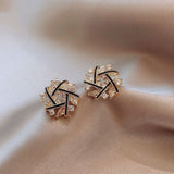 925 Silver Needle Net Red Earrings