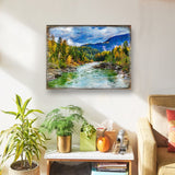 Arte mural de madera con río forestal de Nature Wonders - Decoración natural y de vida silvestre - 95246B