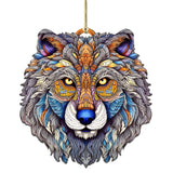 Ornamental Wolf Face Wooden Ornaments by G.Debrekht - Wildlife Holiday Decor - 8710125-2