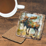 Moose Wooden Cork Coasters Gift Set of 4 by Nature Wonders Nature Wildlife Décor  - 95390C-S4