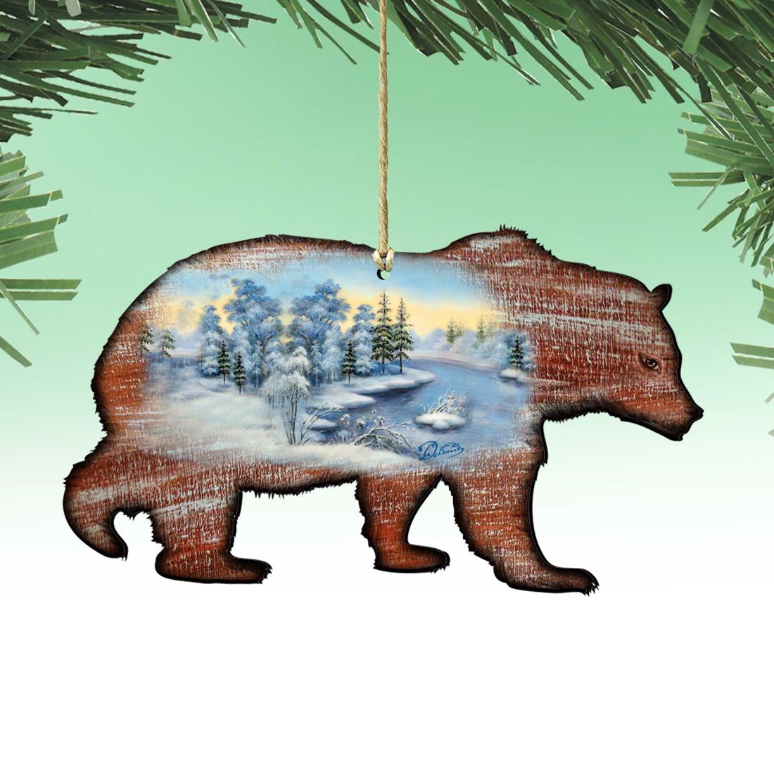 Adornos navideños de madera con diseño de oso grizzly de G. DeBrekht - Decoración navideña con temática de vida silvestre - 8198214