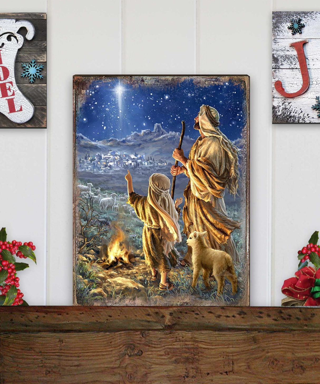 Shepherds Keeping Watch Wooden Wall Art by D. Gelsinger - Nativity Holiday Décor - 95632B38