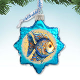 Holiday Coastal Ornament - Azure Fish Keepsake Glass Ornaments by G. Debrekht - Coastal Holiday Decor - 777406
