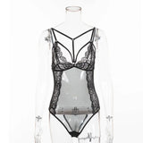Sexy lingerie lace stitching perspective sexy bodysuit - Lootquake